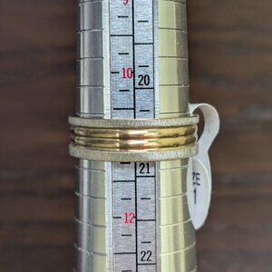 Stainless Steel Ring Band Gold And Silver Tone Ribbed Size 11 Classic Modern